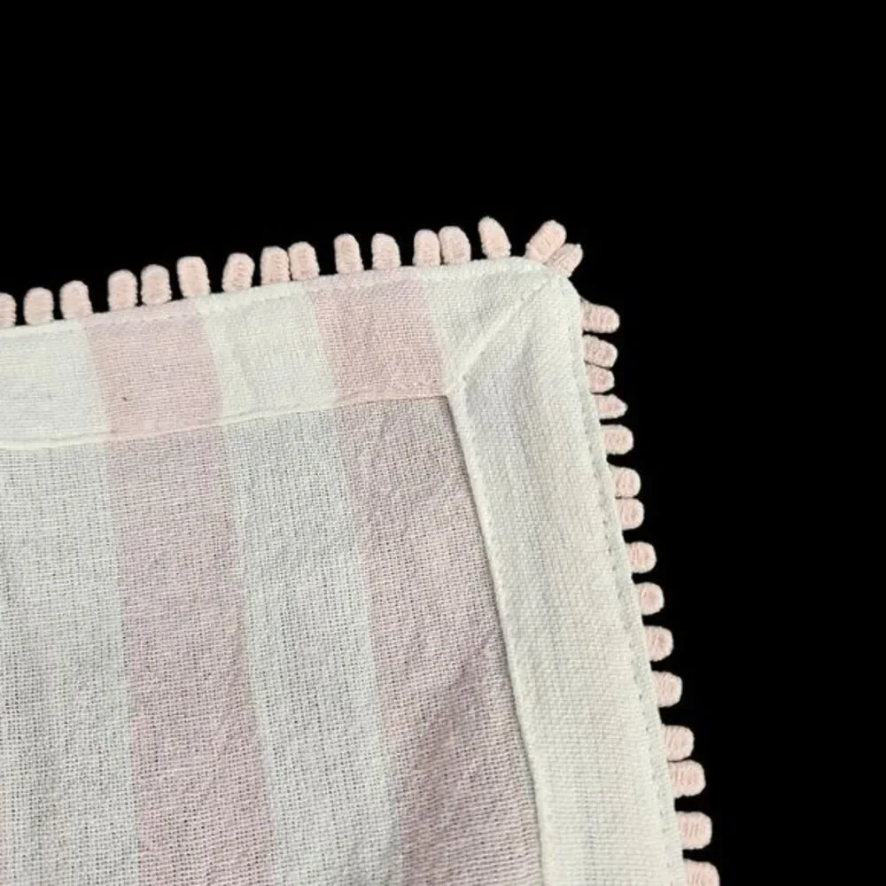 August & Leo 4 Napkins Pack Square 18 x 18 Inch Pink and White Striped Cotton Nw